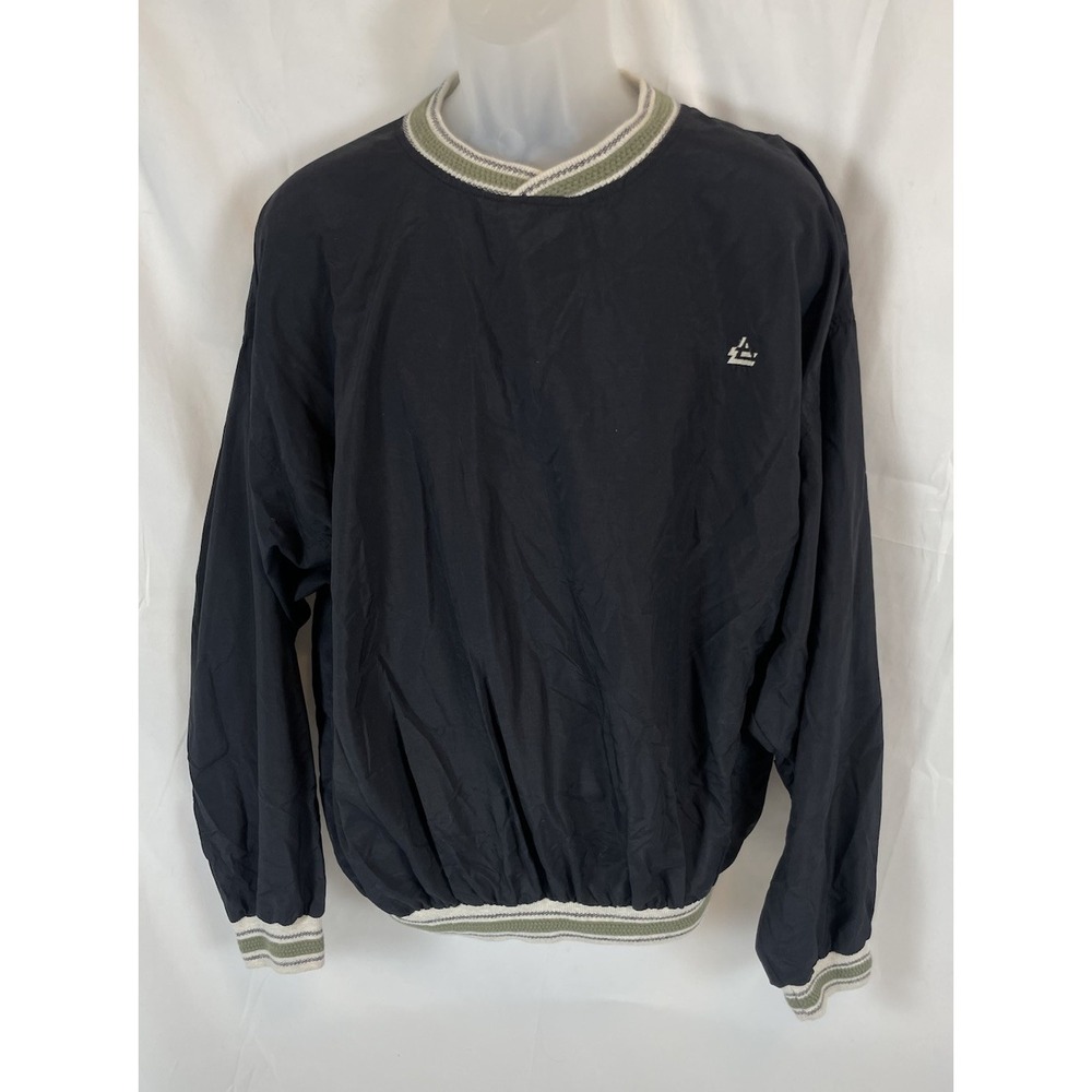 VCC‎ Vantage Club Collection Pullover Jacket Top Nylon Black Green XL VTG GOLF